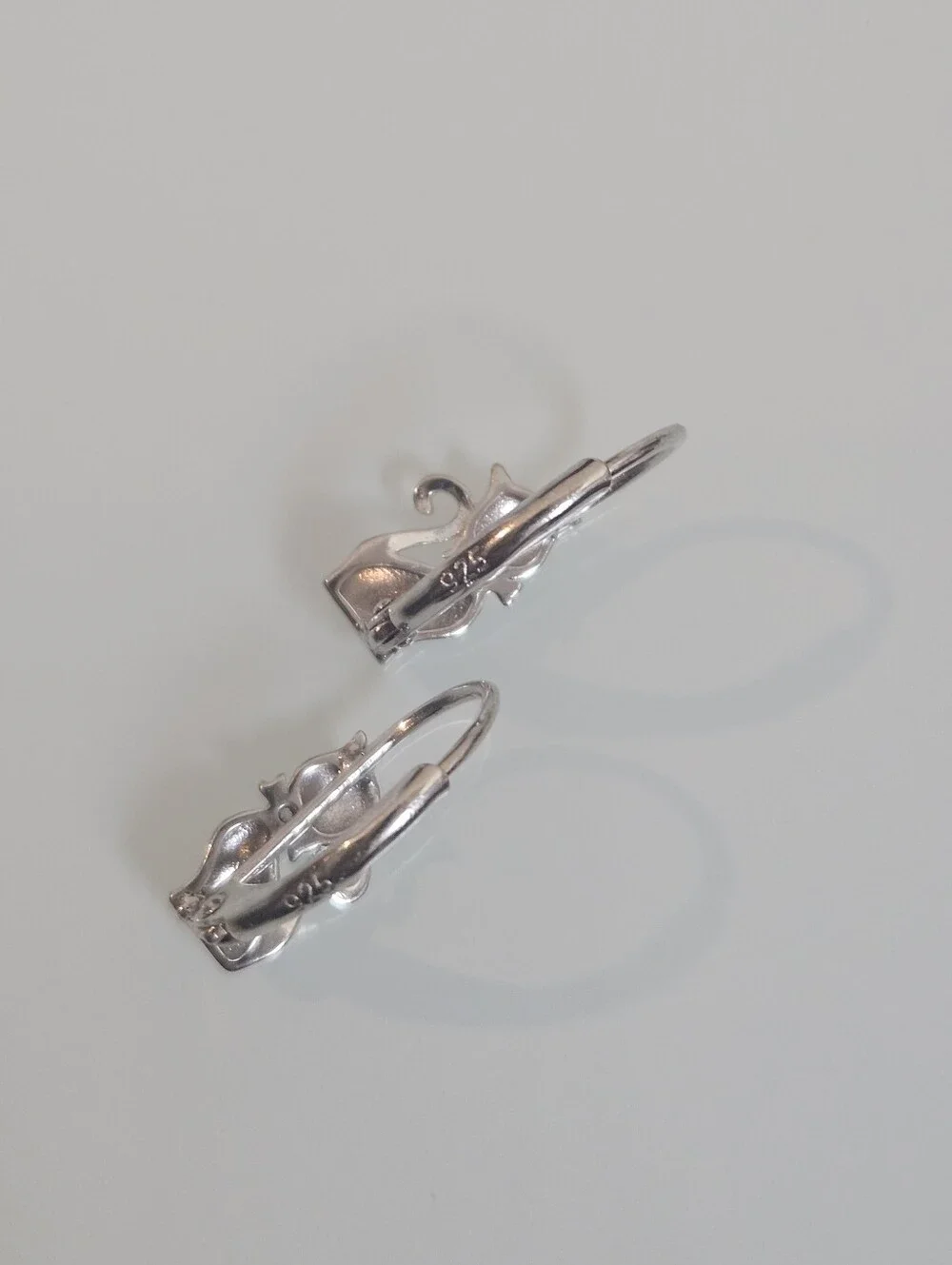 925 Cute Cat Earrings Sterling Silver Leverback